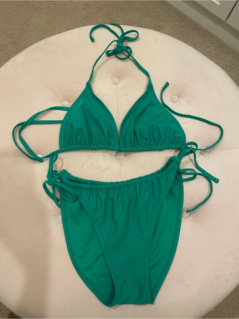 wild fable Emerald Green Tie-Side Triangle Bikini Set